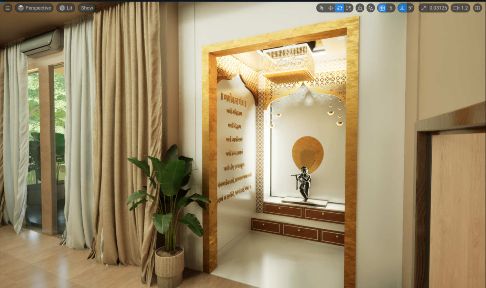 Elevate - custom pooja room detail